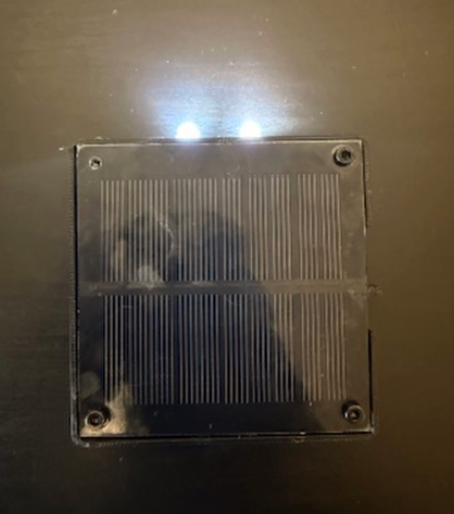 A finished Flash Forward light with its two LEDs switched on