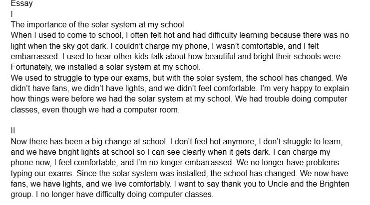 A student essay from Dumas, Haiti