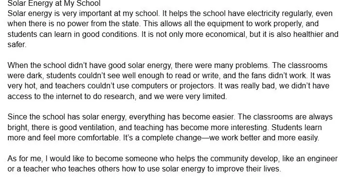 A student essay from Dumas, Haiti