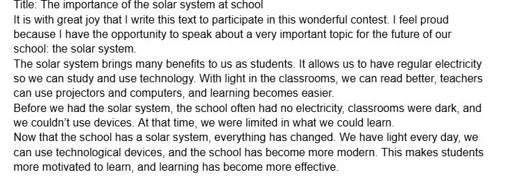 A student essay from Dumas, Haiti