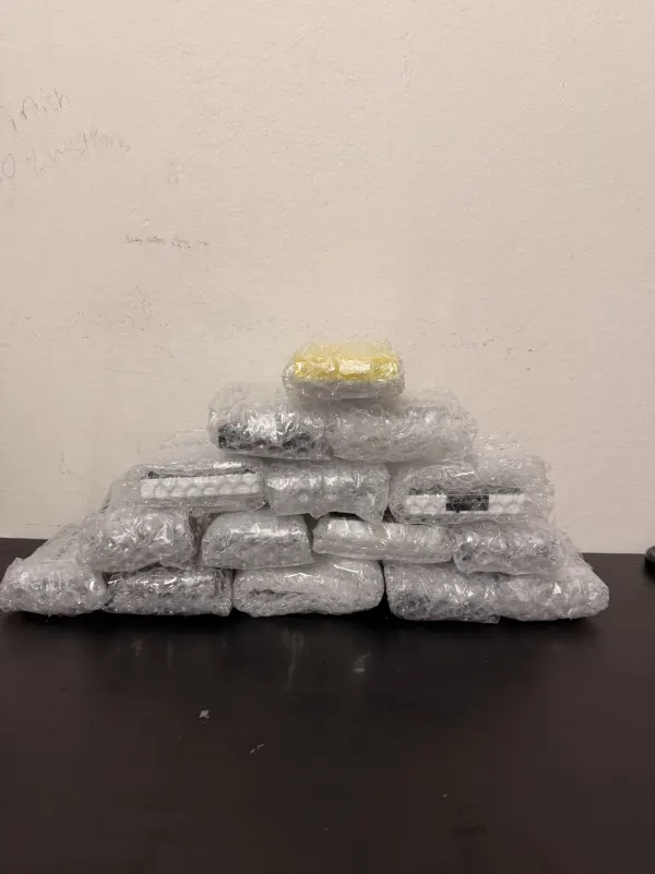 Finished study lights packed for delivery